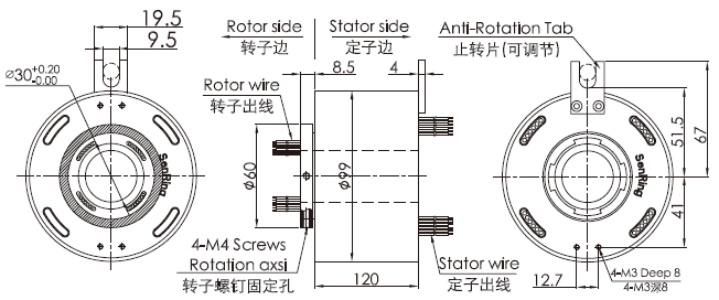 209904100209904100系列过孔式大电流导电滑环 系列滑环外形图纸
