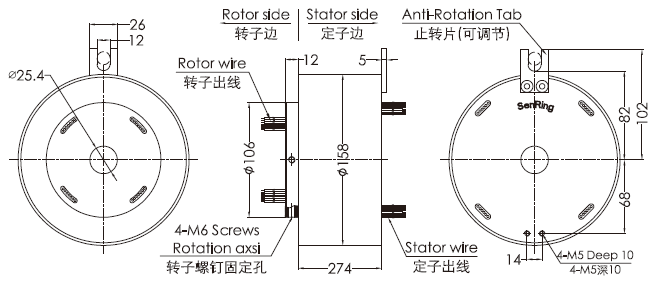 215804500215804500系列500A过孔式大电流导电滑环 系列滑环外形图纸