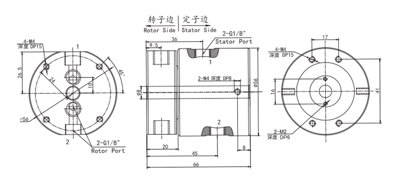 30020063002006系列二通路旋转接头 系列滑环外形图纸