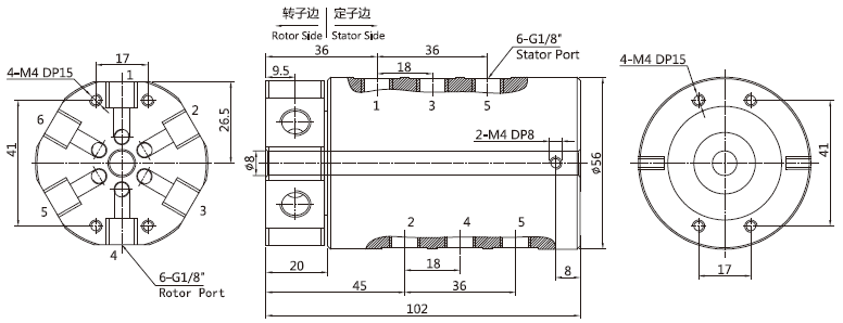 30060063006006系列多通路气体旋转接头 系列滑环外形图纸