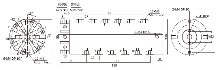 30120043012004系列多通路气动滑环 系列滑环外形图纸