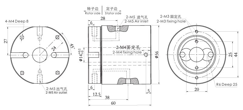 31420043142004系列纯气动旋转接头 系列滑环外形图纸