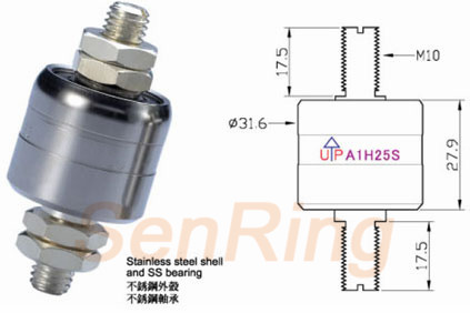 a1h25sA1H25S系列水银滑环(1路250A电流)系列水银导电滑环图纸