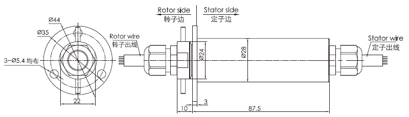 f028F028系列水下工作滑环(外径28mm，IP68) 系列滑环外形图纸