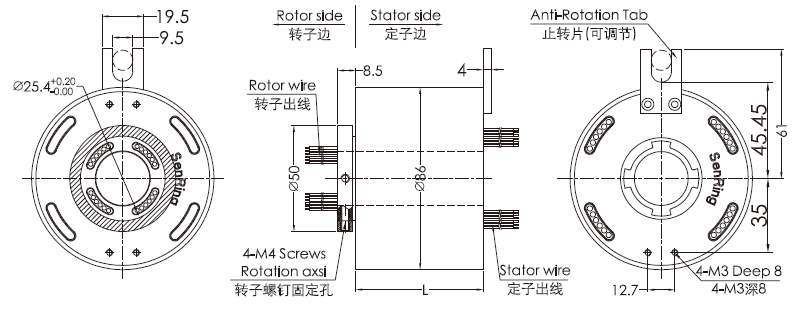 fh2586FH2586系列防尘防水滑环引电器 系列滑环外形图纸