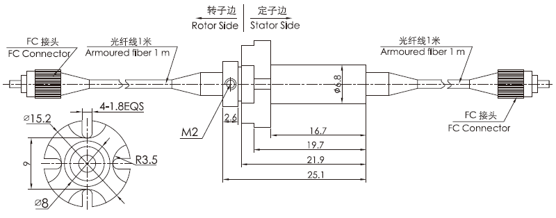 fo100aFO100A单通道光纤滑环 系列滑环外形图纸