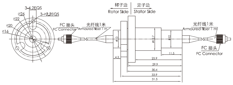 fo100bFO100B单通道光纤滑环 系列滑环外形图纸