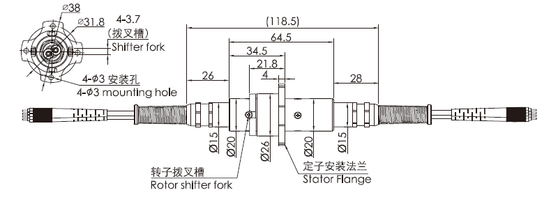 fo600FO600系列6通道光纤滑环 系列滑环外形图纸