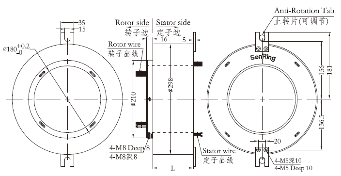 h180298H180298系列（过孔式、空心轴）滑环 系列滑环外形图纸