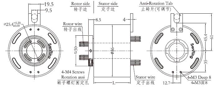 h2586H2586系列（过孔式、空心轴）滑环 系列滑环外形图纸