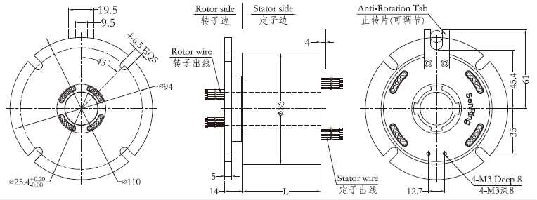 h2586fH2586F系列过孔导电滑环 系列滑环外形图纸