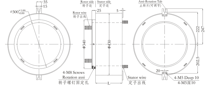 h300430H300430系列超大孔径过孔导电滑环 系列滑环外形图纸