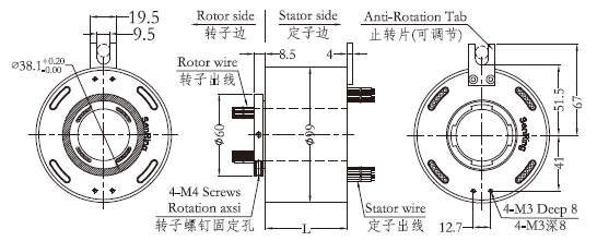 h3899H3899系列(过孔式、空心轴)滑环 系列滑环外形图纸
