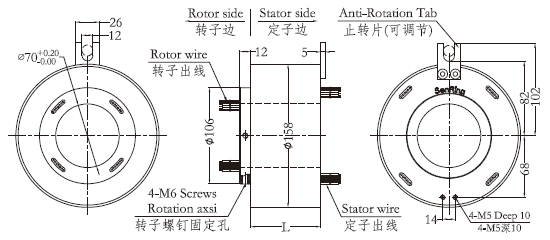 h70158H70158系列过孔导电滑环 系列滑环外形图纸