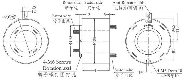 h90185H90185系列（过孔式、空心轴）滑环 系列滑环外形图纸