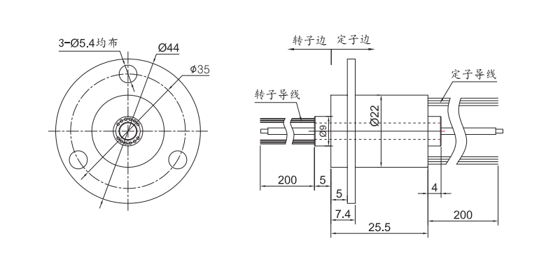 hf0103-22HF0103-22系列单通道同轴旋转关节 系列滑环外形图纸