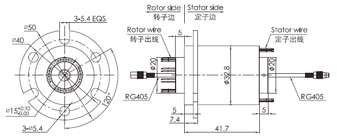 hf0103-32HF0103-32系列射频/微波旋转关节 系列滑环外形图纸
