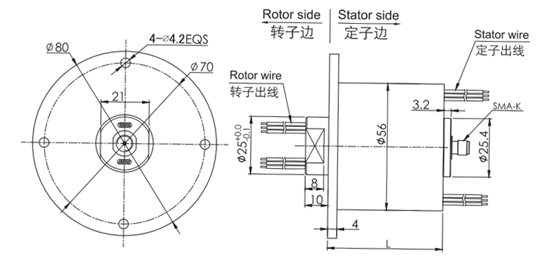 hf0118-56HF0118-56系列射频旋转关节 系列滑环外形图纸