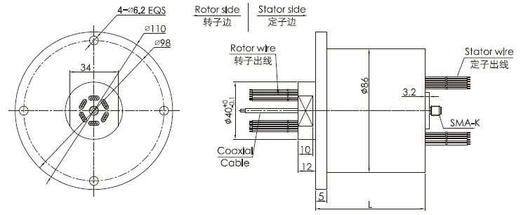 hf0118-86HF0118-86系列射频旋转关节 系列滑环外形图纸