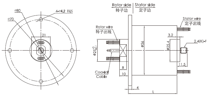 hf0150-56HF0150-56系列射频旋转关节 系列滑环外形图纸