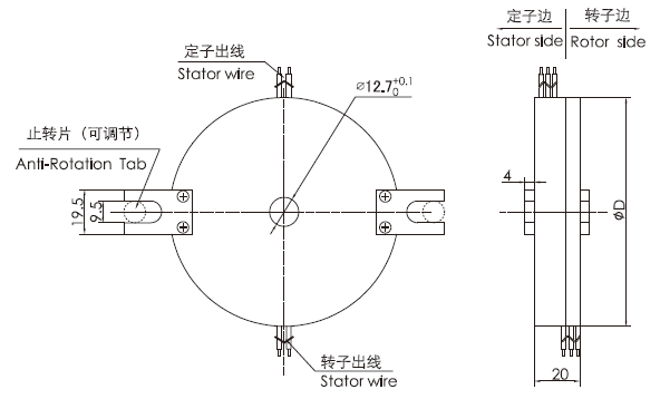 k212K212系列超薄PCB板滑环 系列滑环外形图纸