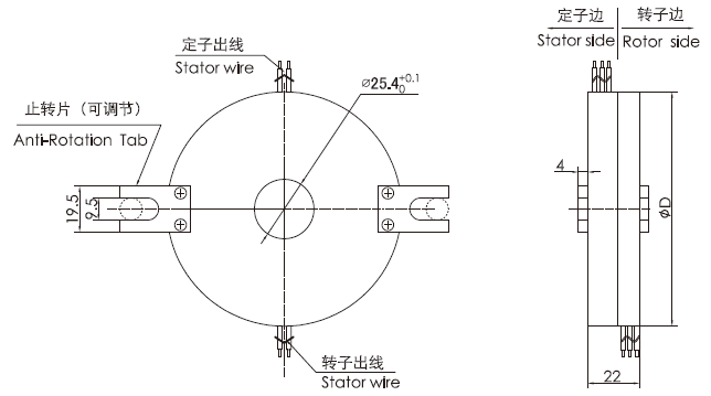 k225K225（SNK025）系列整体盘式滑环 系列滑环外形图纸