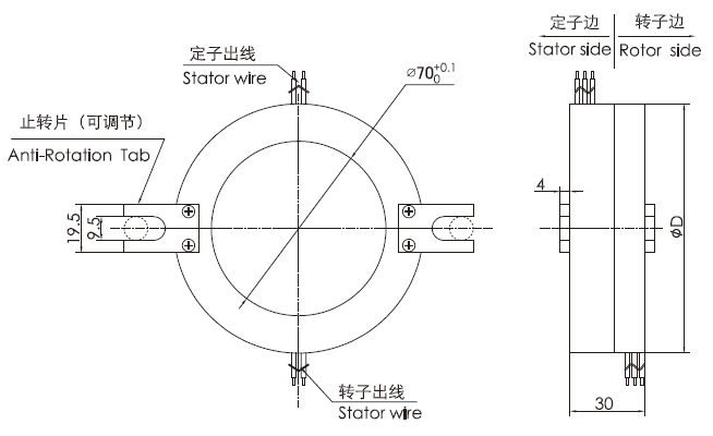 k270K270系列整体盘式滑环 系列滑环外形图纸