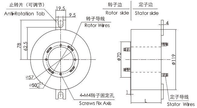 k350K350系列超薄扁平盘式滑环 系列滑环外形图纸