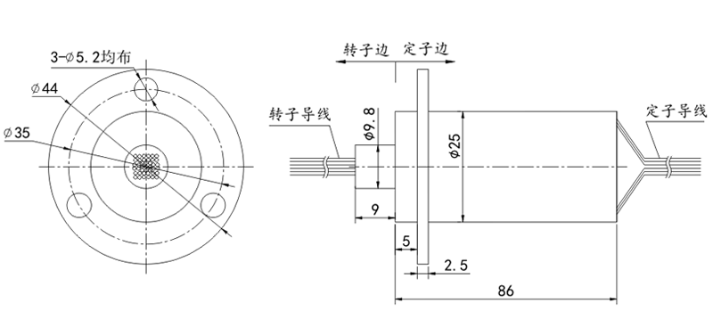 m250M250系列中型帽式滑环（外径：25mm） 系列滑环外形图纸