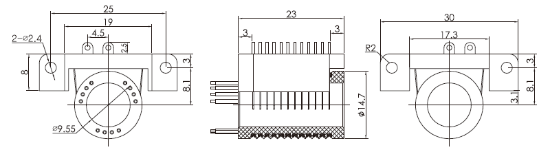 s010-12S010-12系列12通路微型分体式滑环(孔径9.55mm) 系列滑环外形图纸